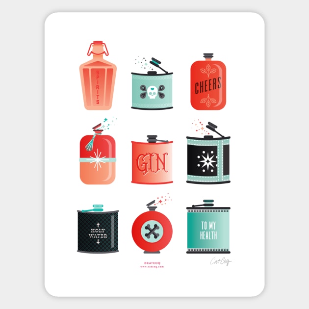 flasks red turquoise Sticker by CatCoq